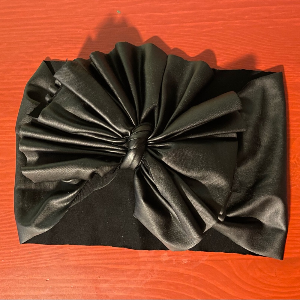 Black Pleather Shredded Baby Headwrap